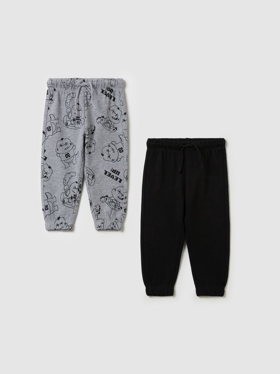 Two-pack fleece joggers with drawstring and print_0