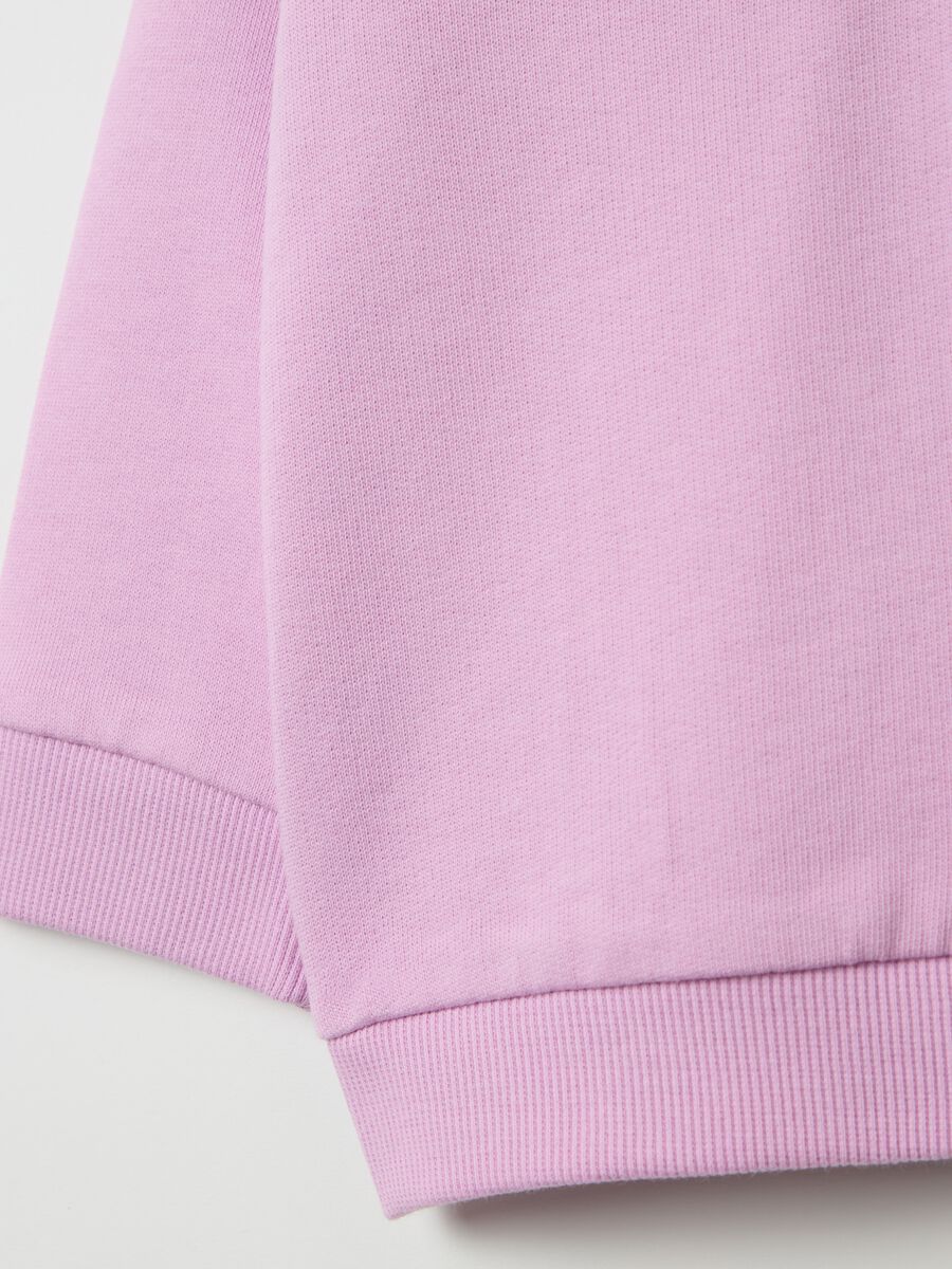 Full-zip sweatshirt in French terry with hood and diamantés_3