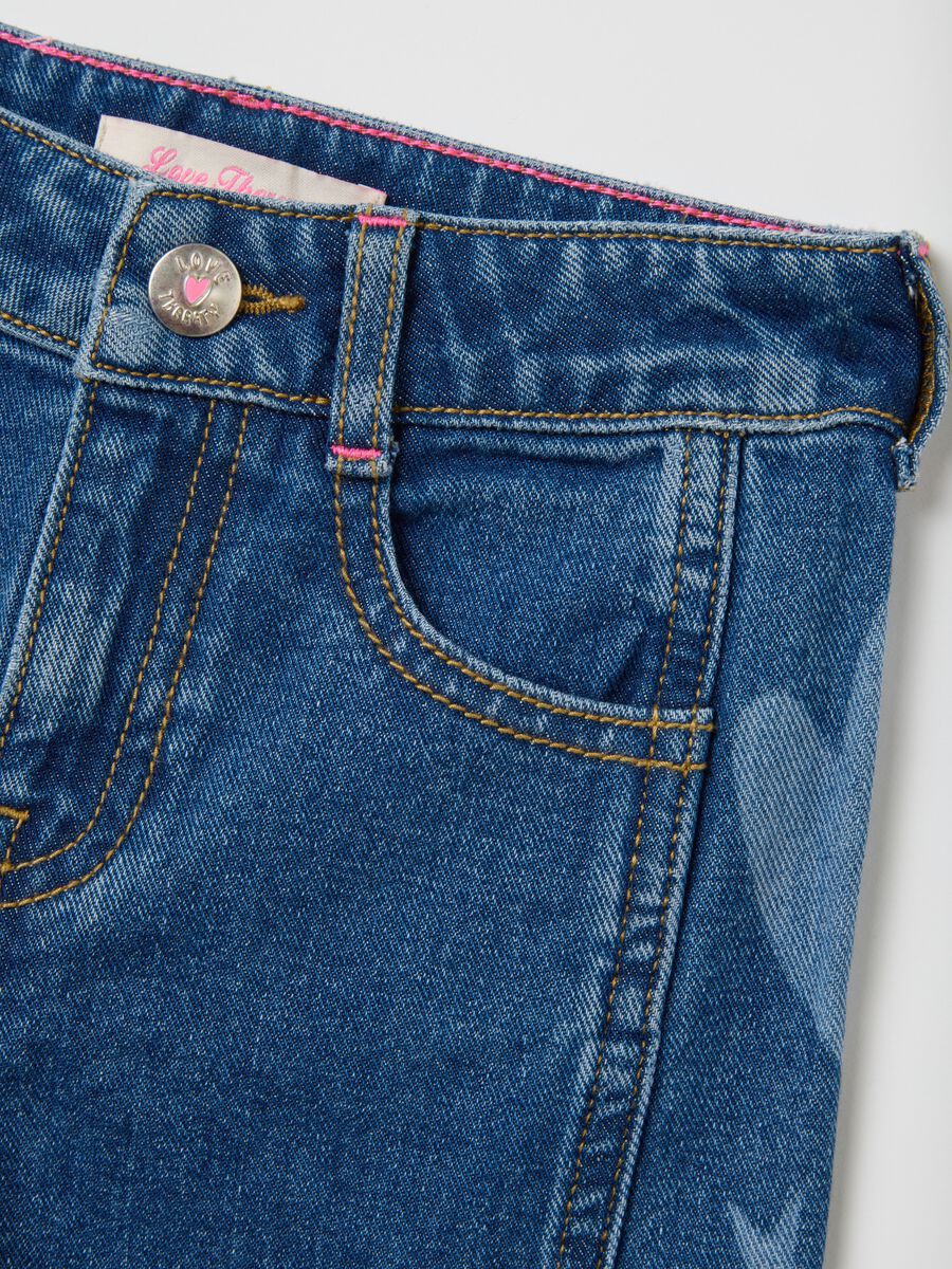 Girls' blue cotton wide leg jeans_3