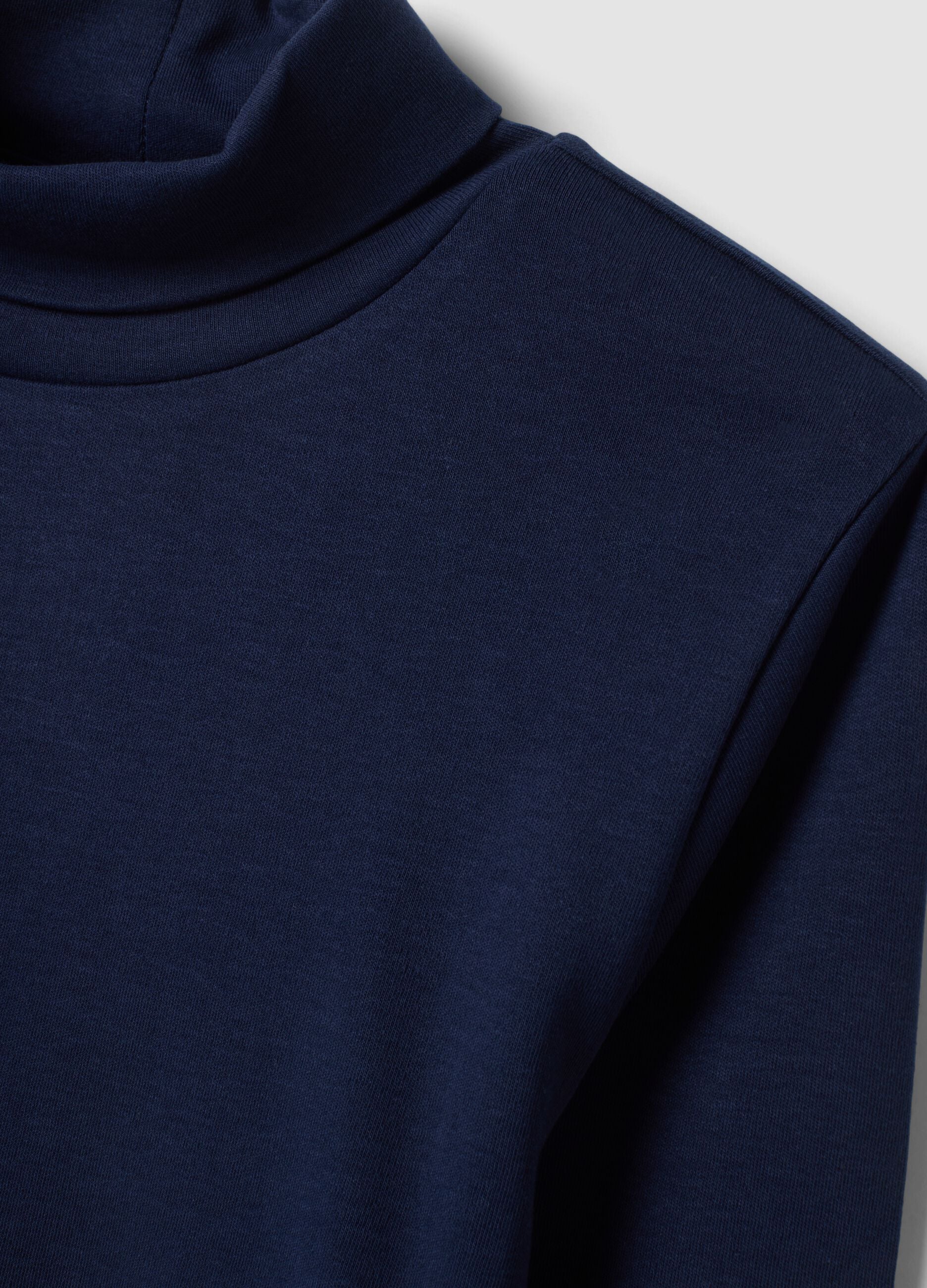 Midnight blue organic cotton roll-neck jumper
