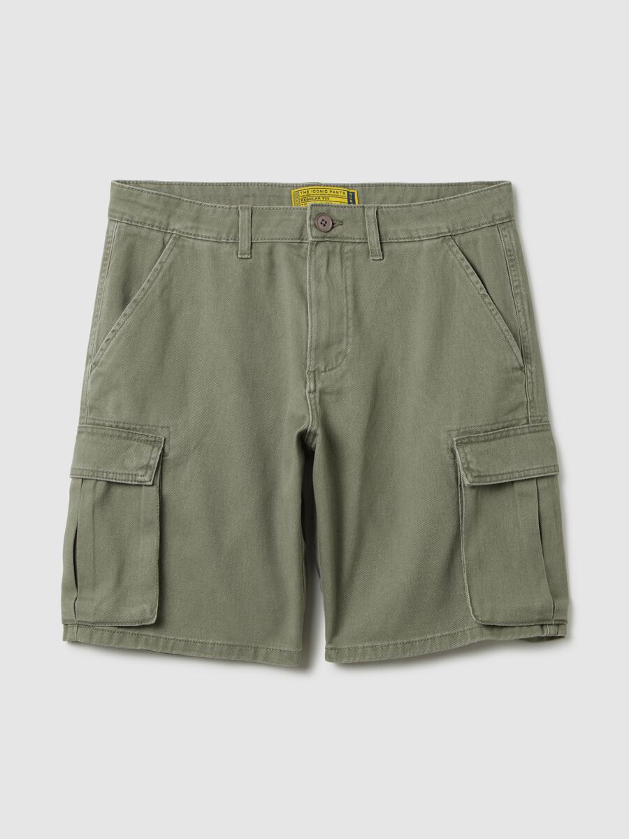 Men's green pure cotton bermuda shorts regular fit_4