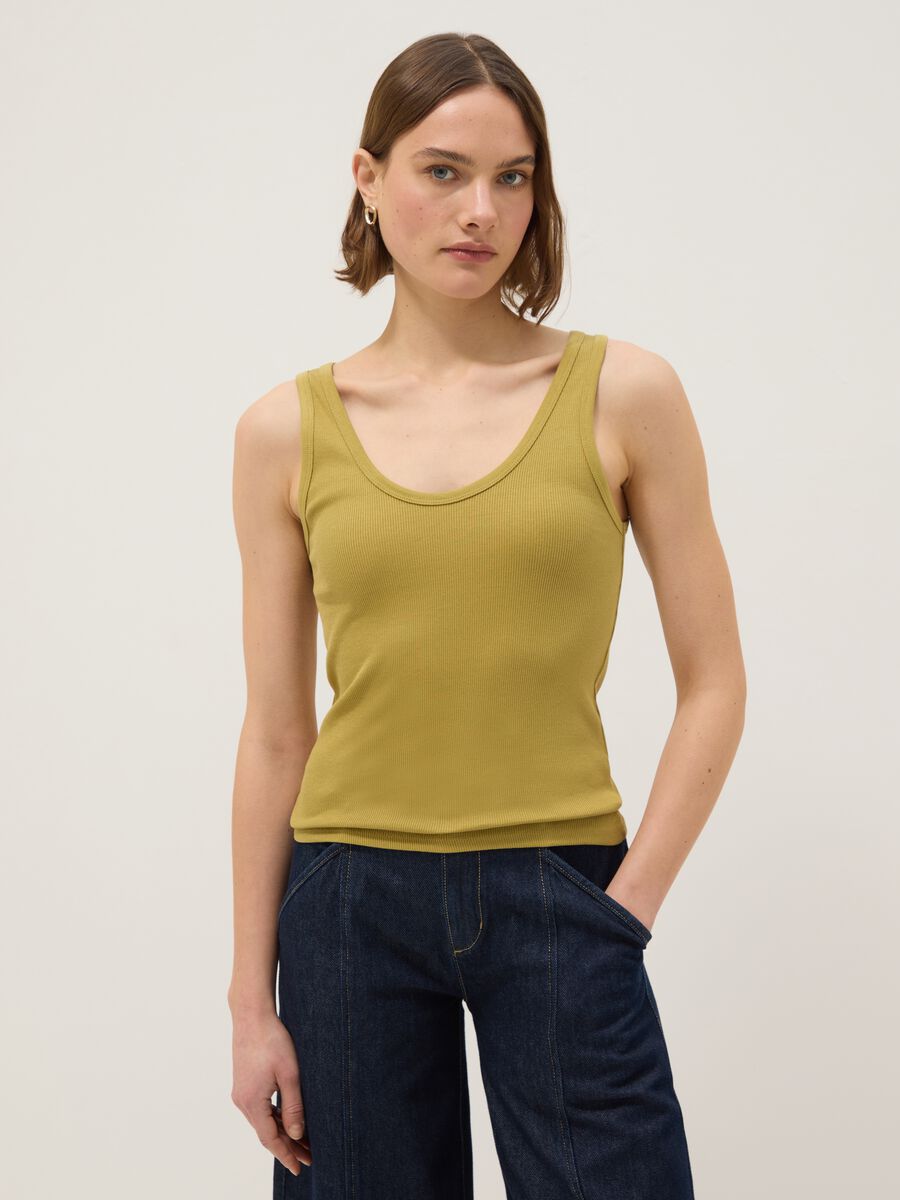 Canotta in cotone elasticizzato giallo regular fit_0