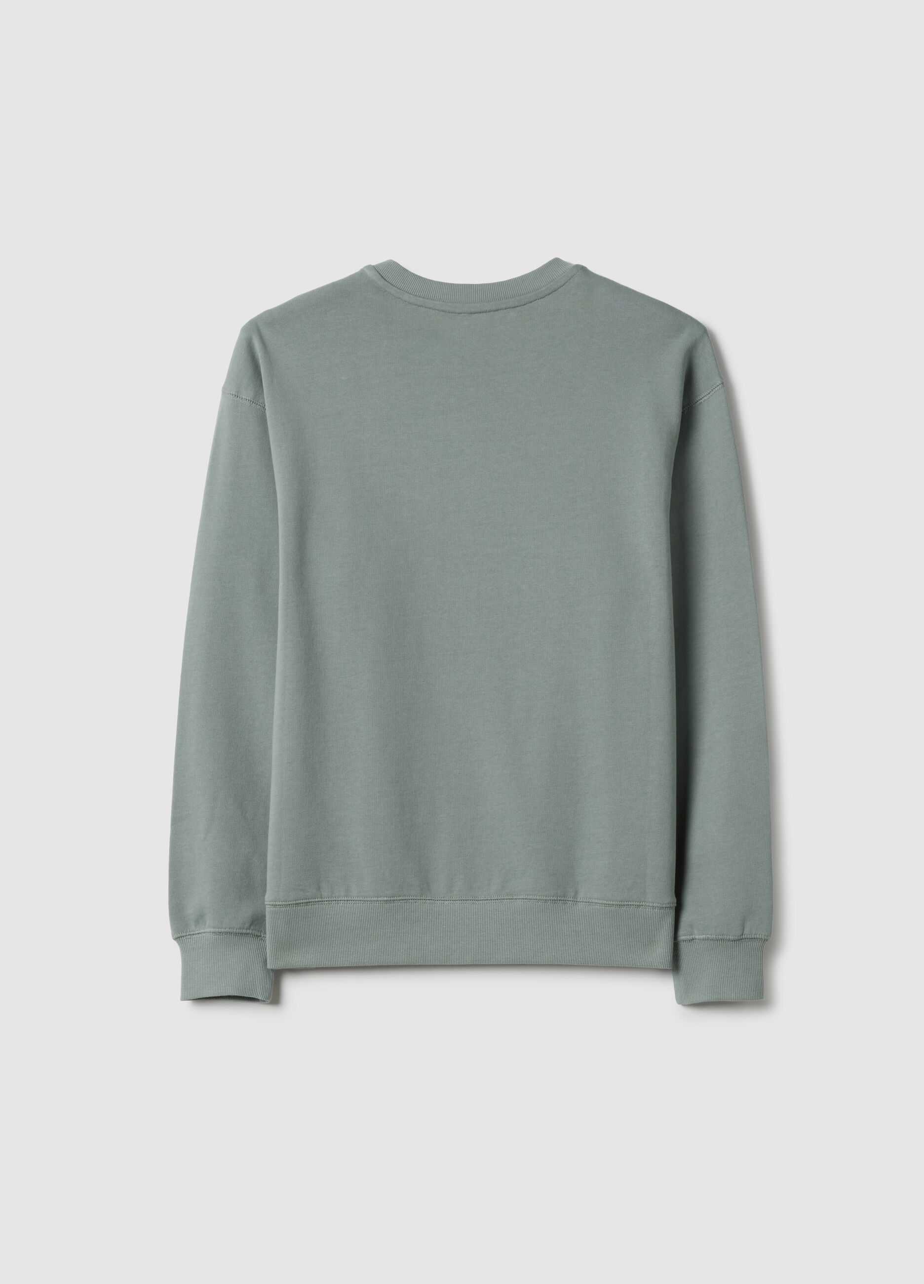 Over fit green pure cotton sweatshirt for boys with print