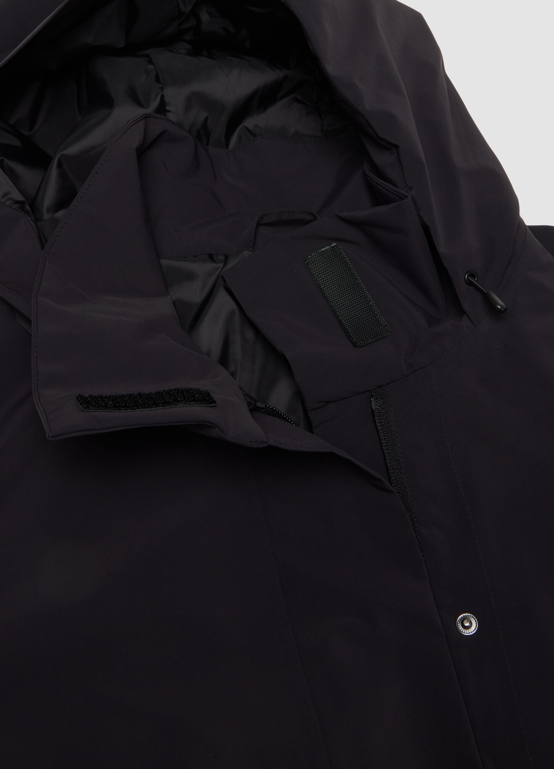 Black water-repellent hooded jacket with zip, regular fit ALTAVIA STUDIO