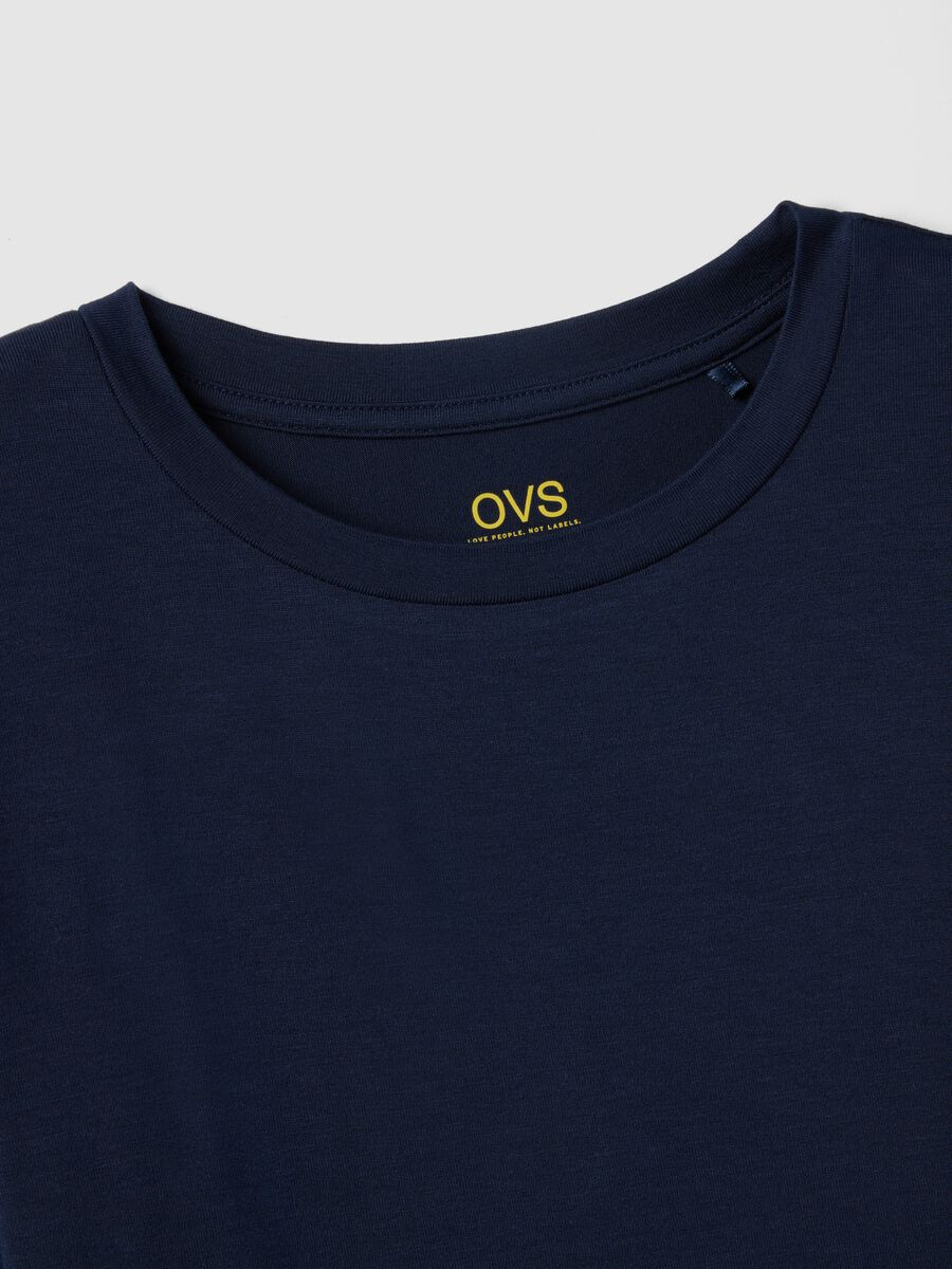 Blue stretchy viscose regular fit t-shirt_5