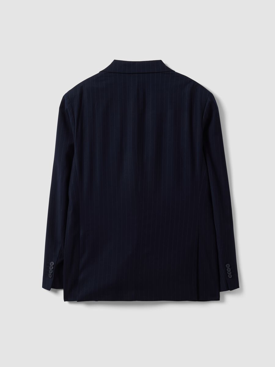 Blue pinstripe double-breasted stretch viscose suit_1