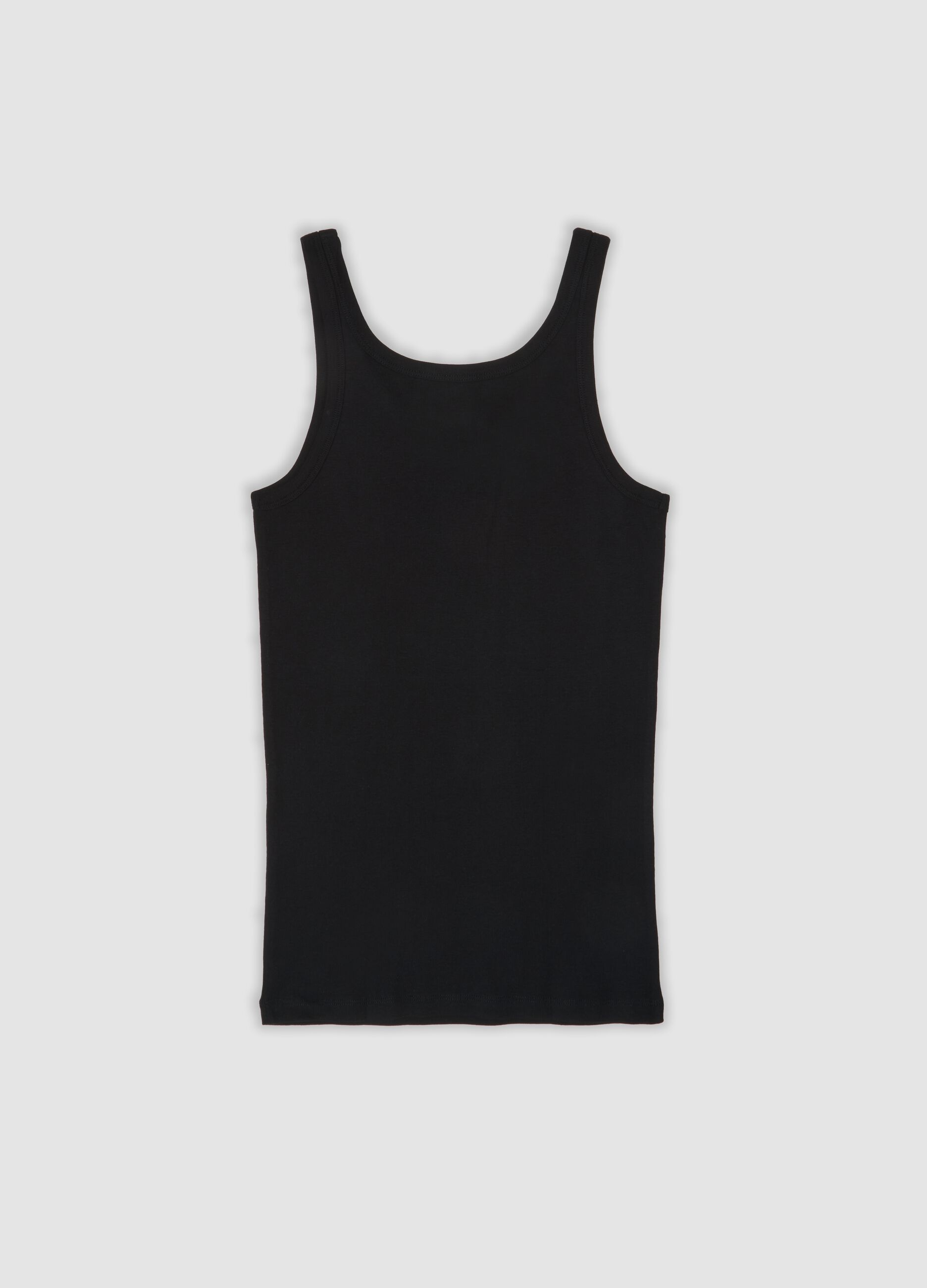 2-pack of black crew-neck vests in pure organic cotton