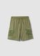 Green pure cotton Bermuda shorts with elasticated waist_0