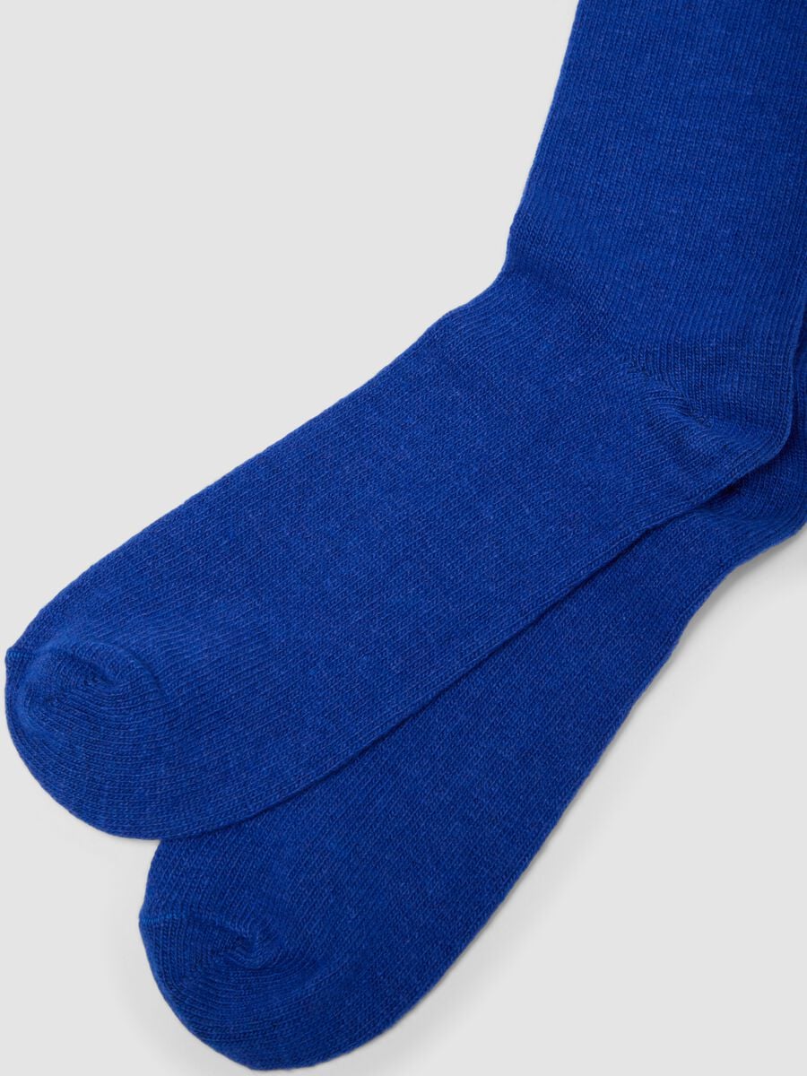 Calze lunghe blu royal in lana, viscosa e cashmere elasticizzato_2
