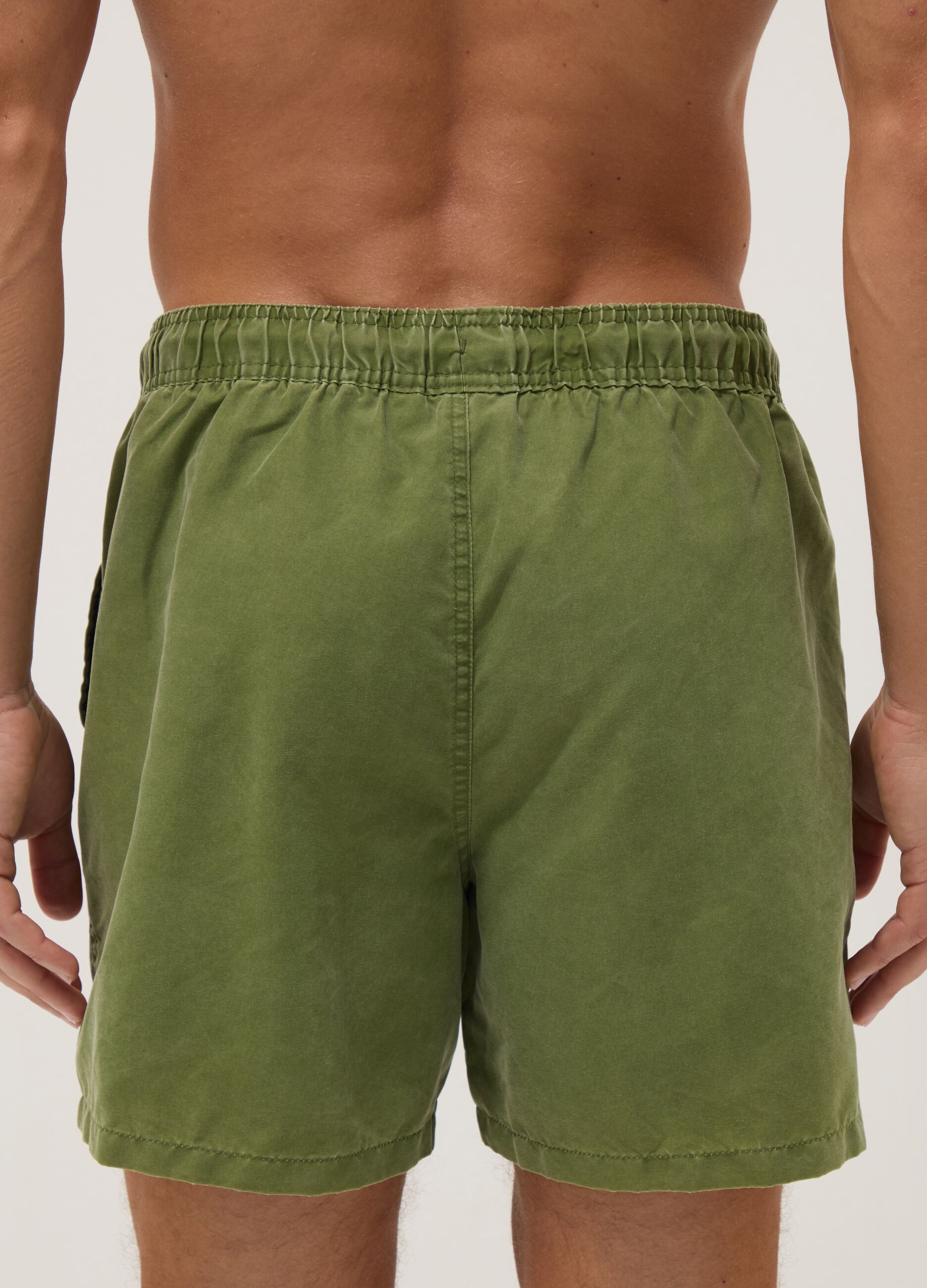 Sea-green boxer swim shorts with drawstring
