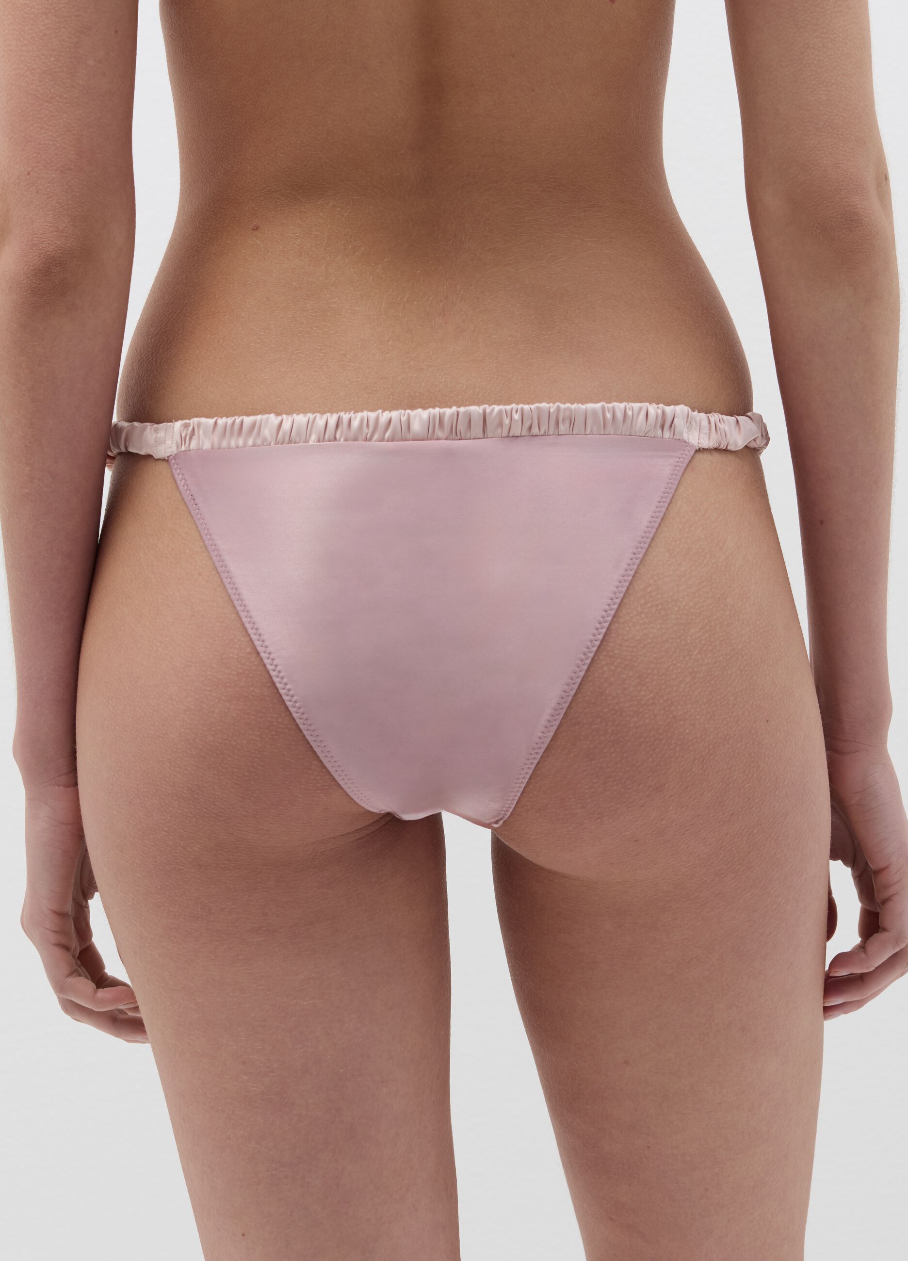 Satin briefs with lace