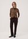Brown ribbed stretch-cotton trousers with elasticated waistband_0
