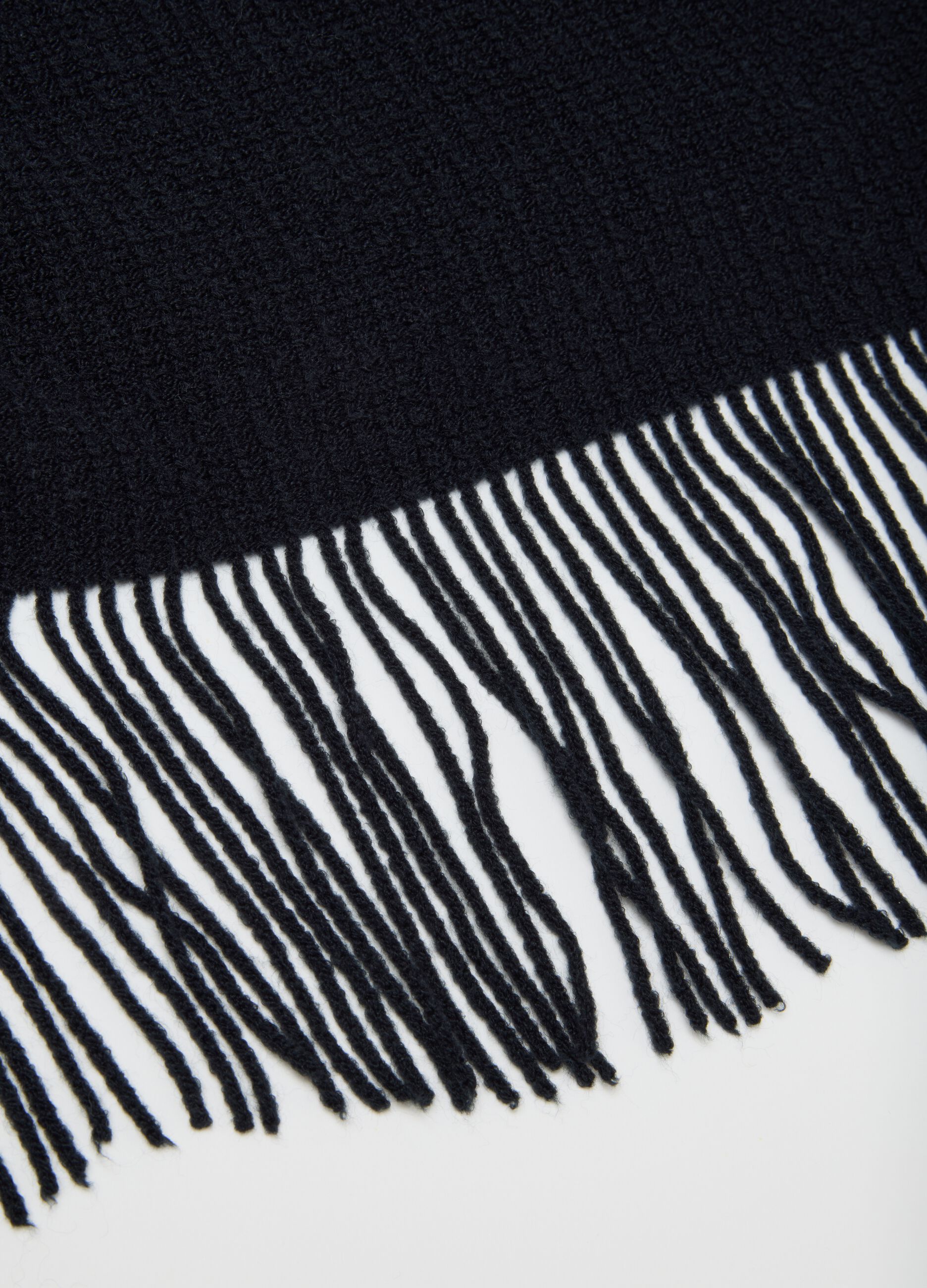Black acrylic poncho with fringes