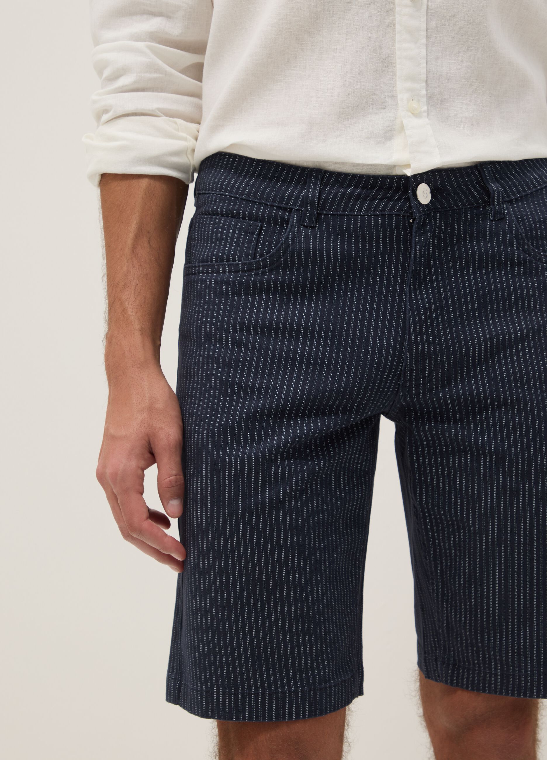 Blue stretch cotton shorts