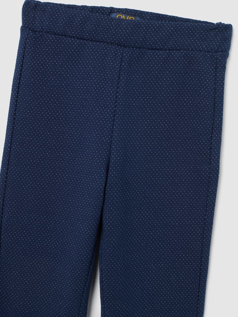 Girls' Blue Flare Polka Dot Leggings in Stretch Cotton_2
