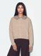 Beige stretch-fabric crew-neck cardigan with oversized fit_0