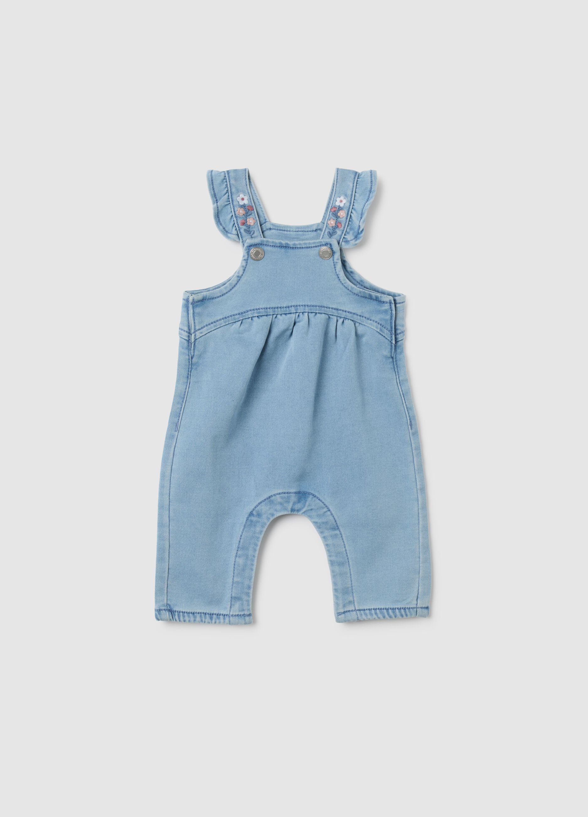 Baby Girl Denim Overalls in Light Blue Regular Fit