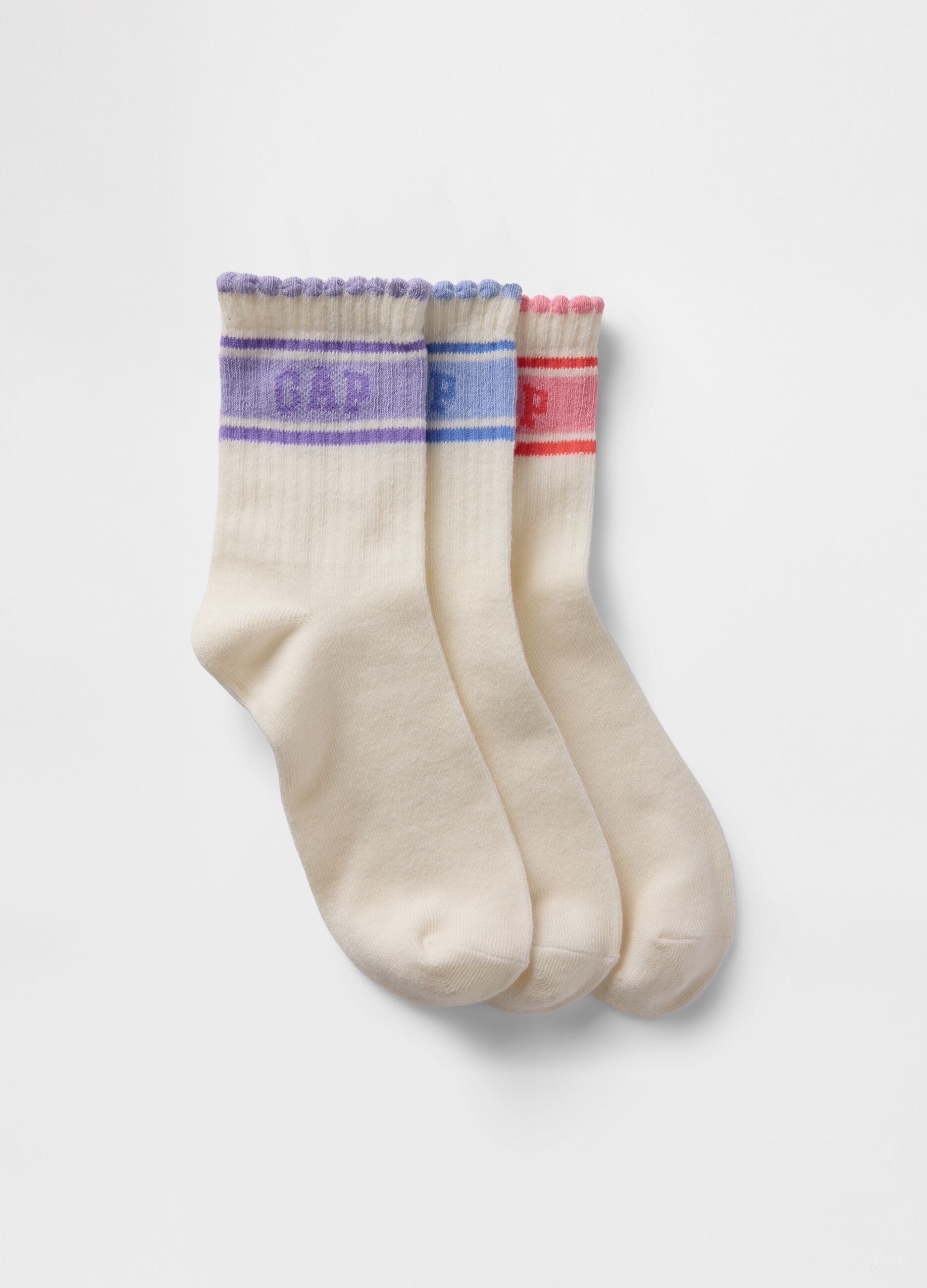 Three-pair pack short socks with logo