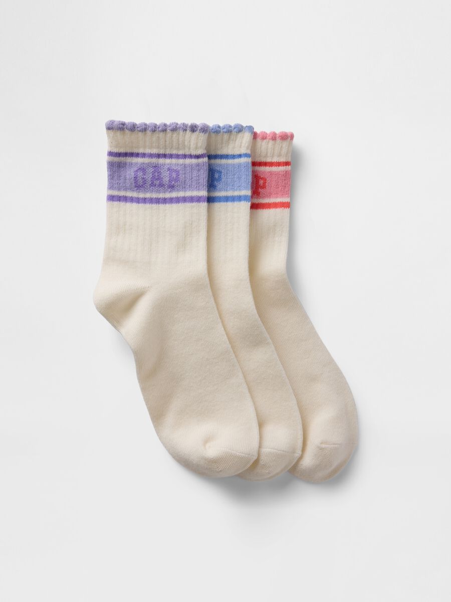 Three-pair pack short socks with logo_0