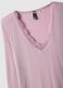 Maglia a maniche lunghe rosa regular fit e bordi in pizzo_5
