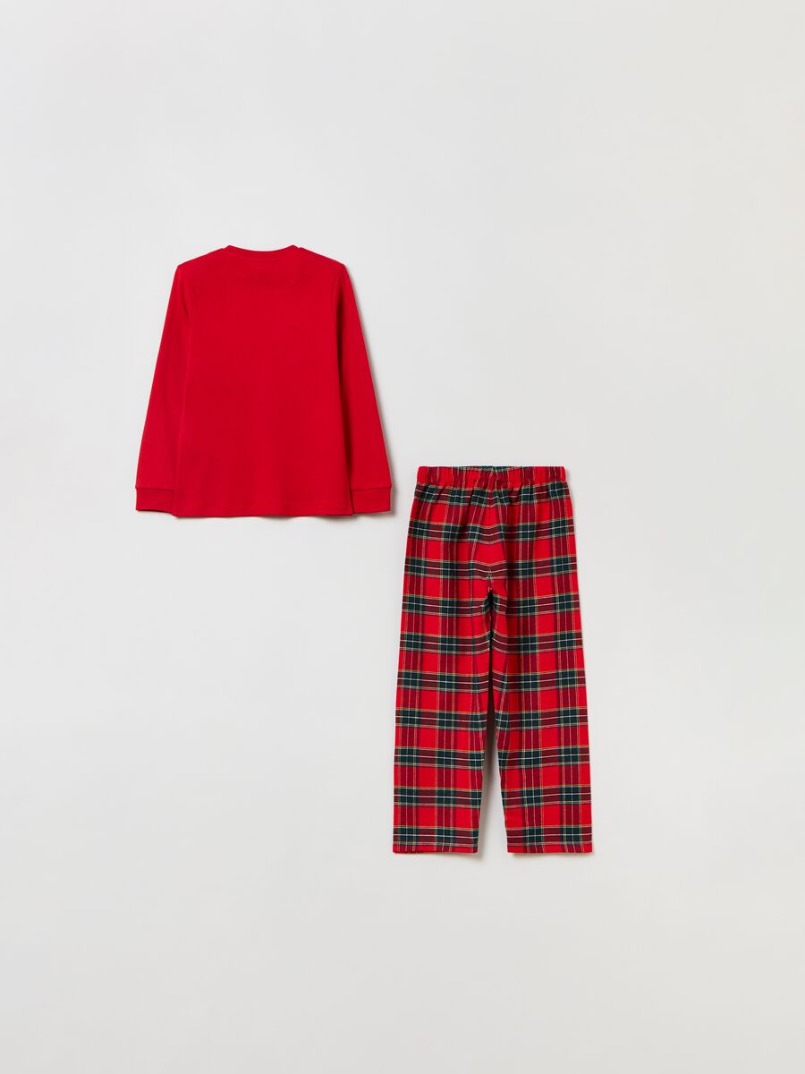 Pigiama tartan con ricamo Babbo Natale_1