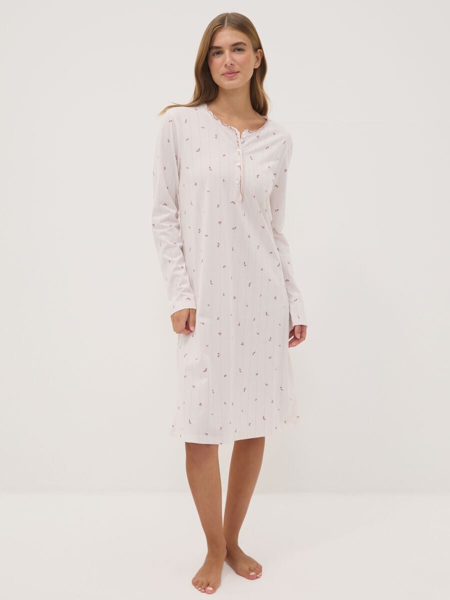 Pink pure organic cotton nightdress with round neckline_0