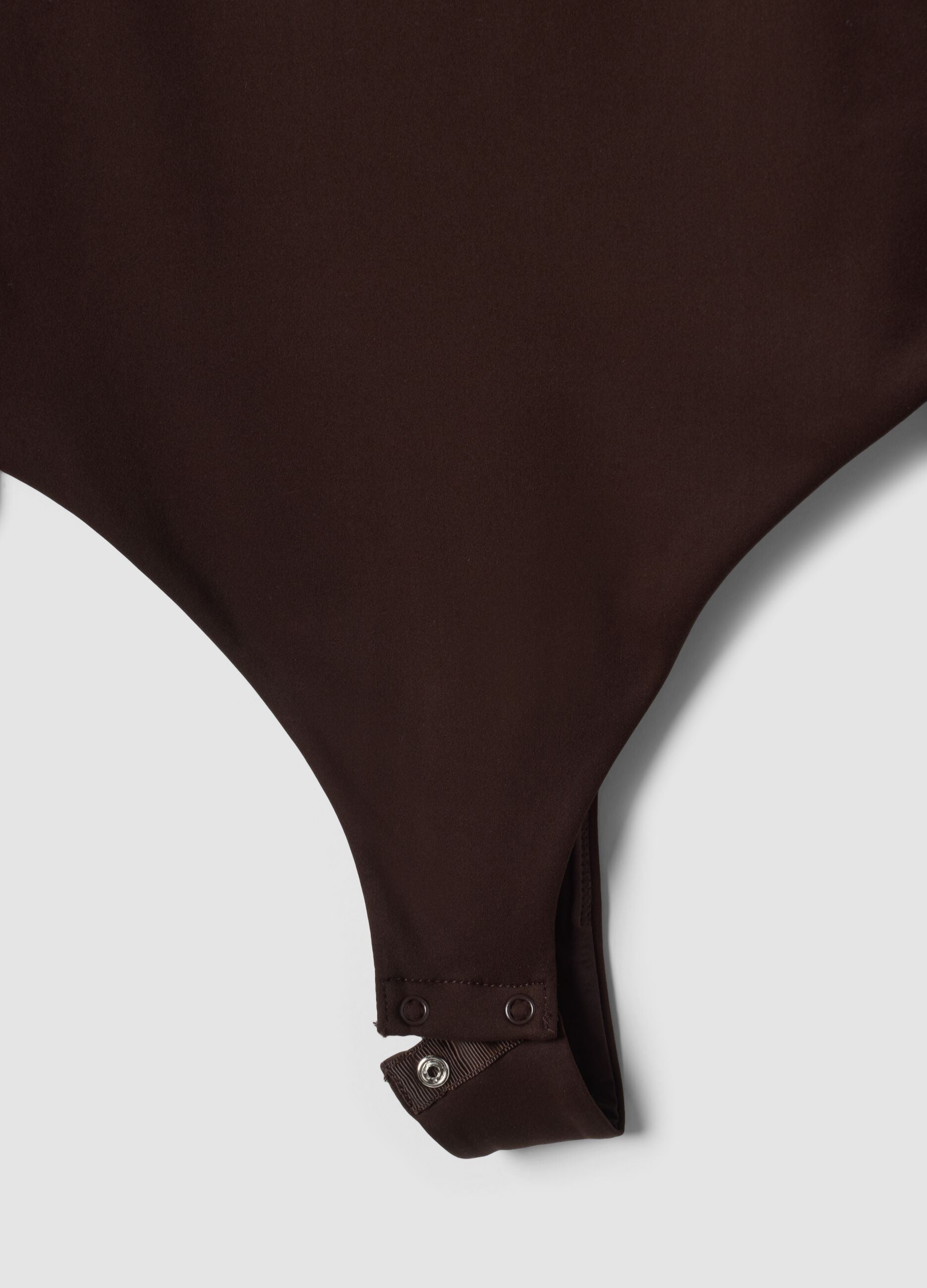 Body marrone in tessuto elasticizzato traspirante con scollo ampio ALTAVIA STUDIO