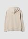Beige cotton-blend sweatshirt with crew neck and hood_2