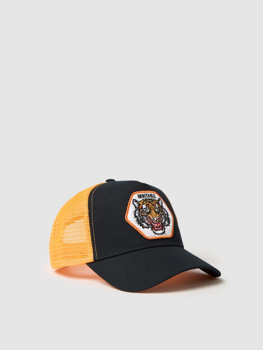Black and orange baseball cap with tiger patch_0