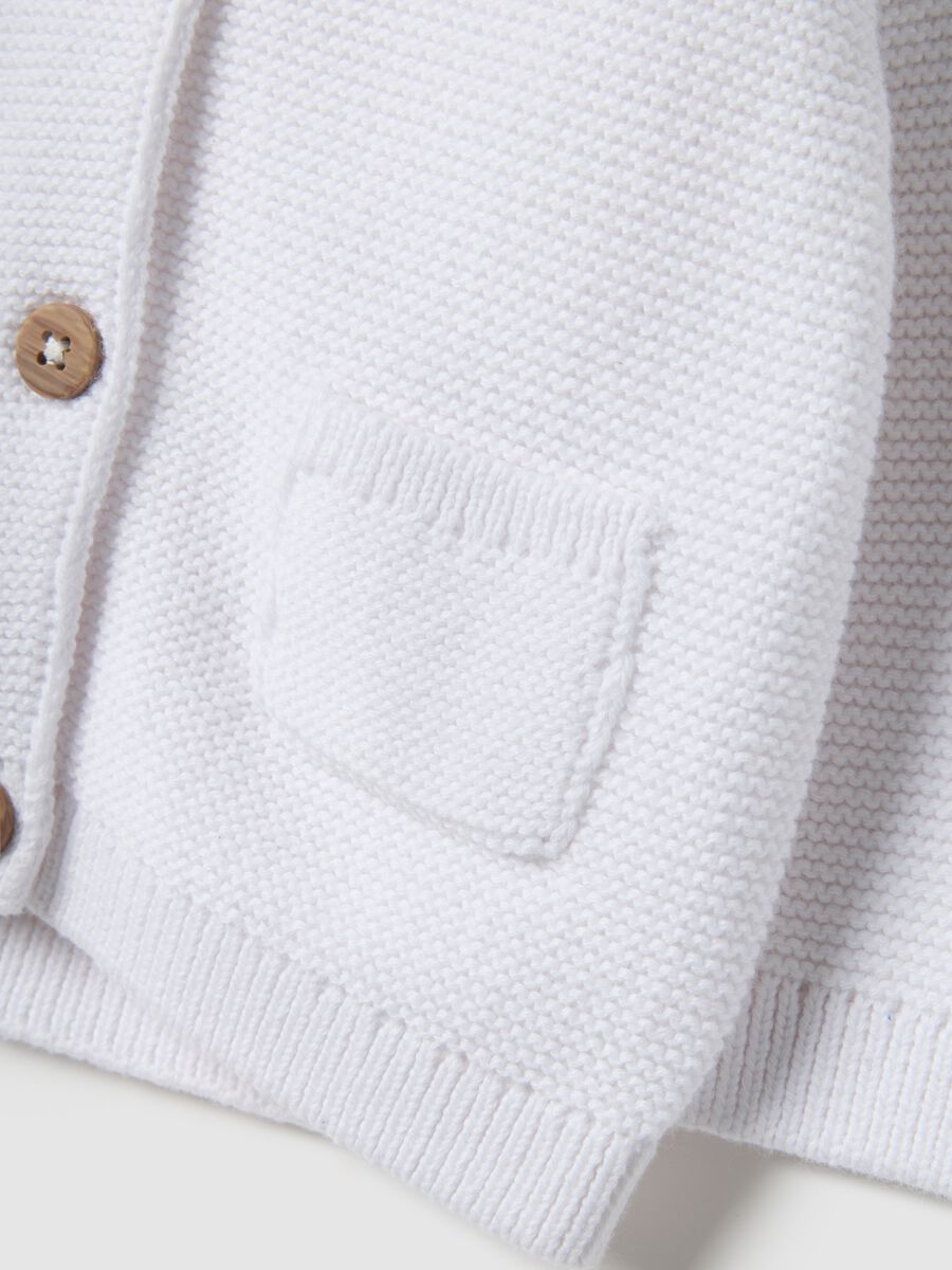 White pure cotton hoodie cardigan for infants regular fit_3