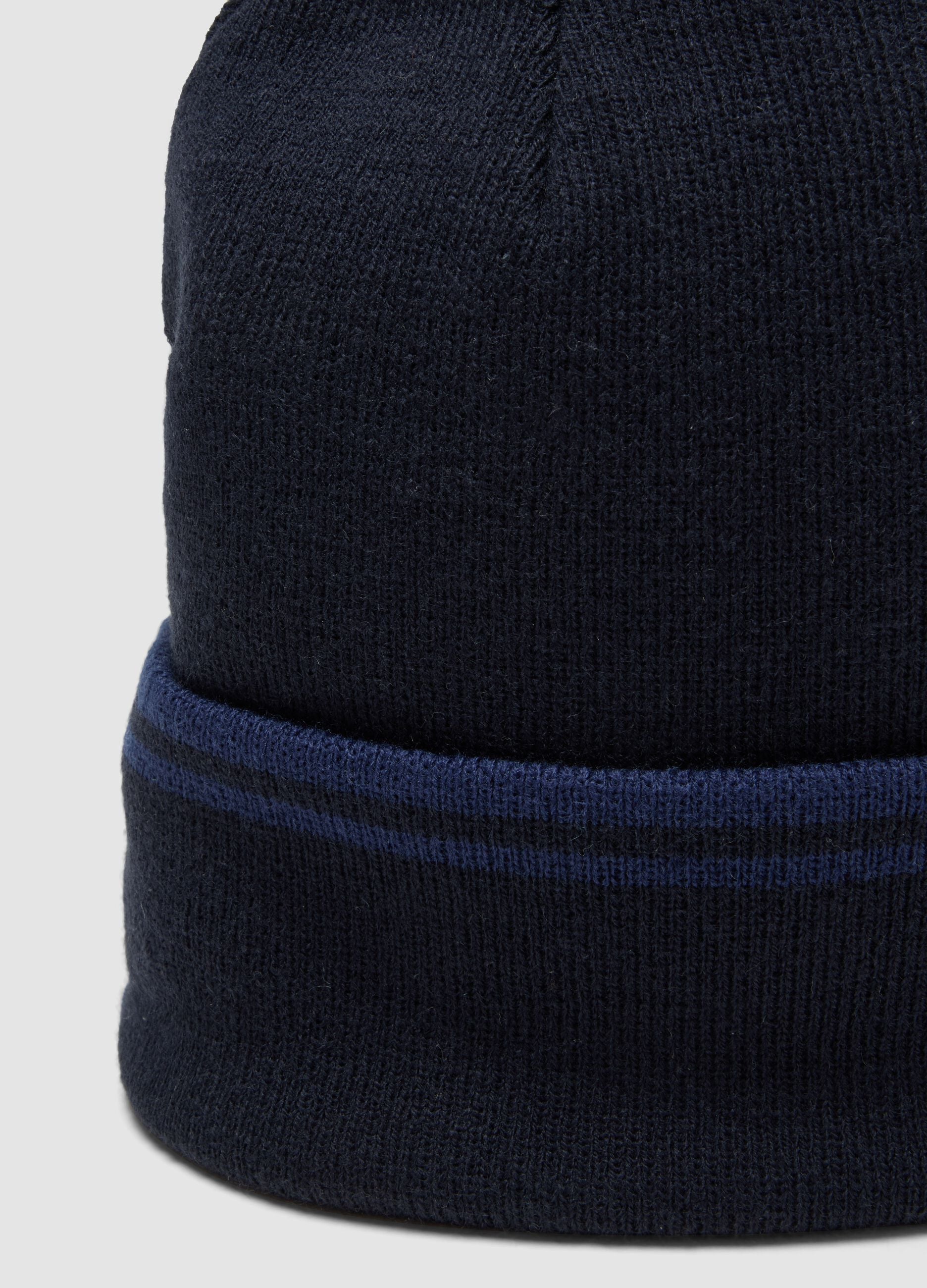 Blue beanie with turn-up