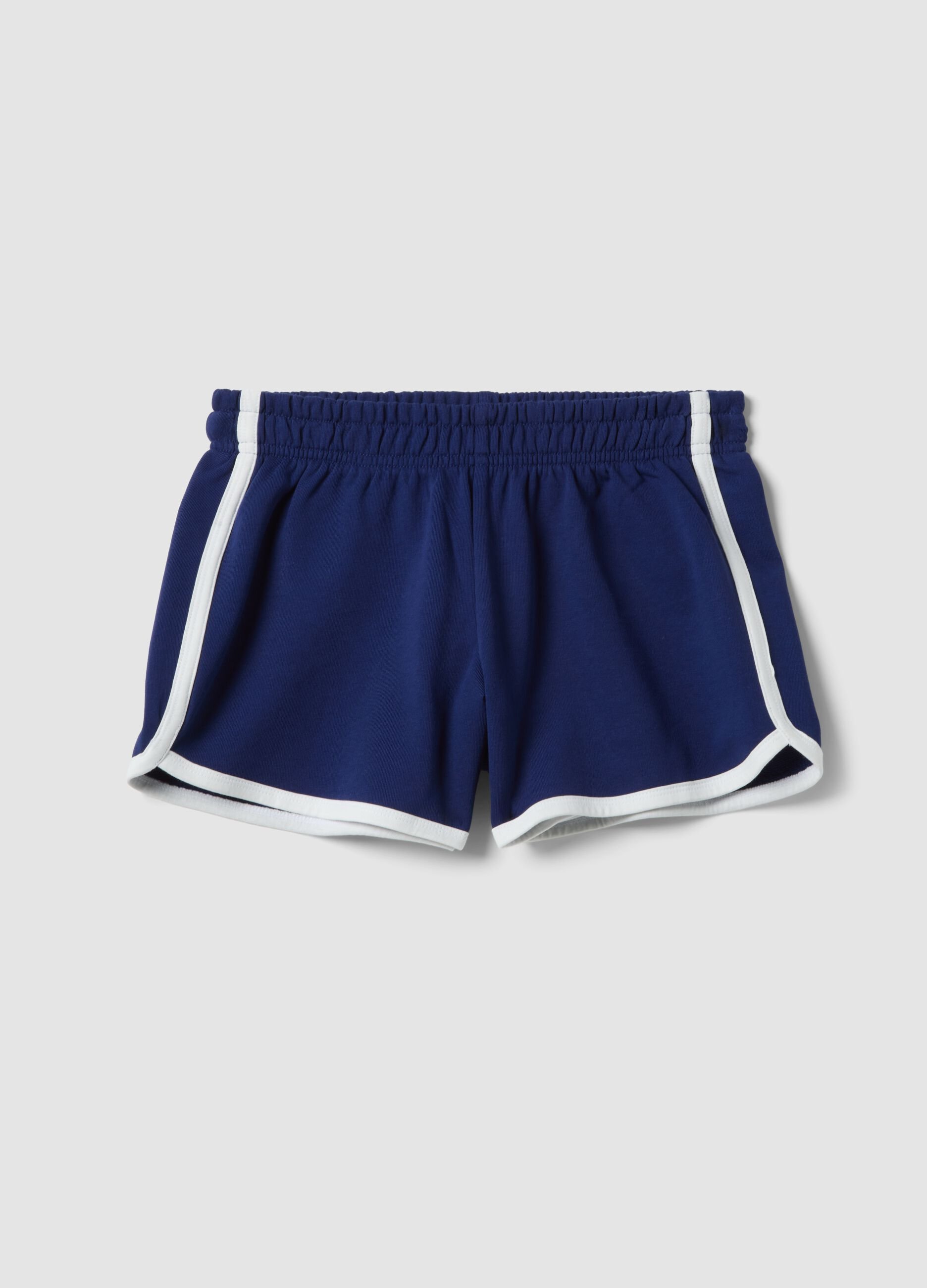 Blue pure cotton shorts with elasticated waist, regular fit