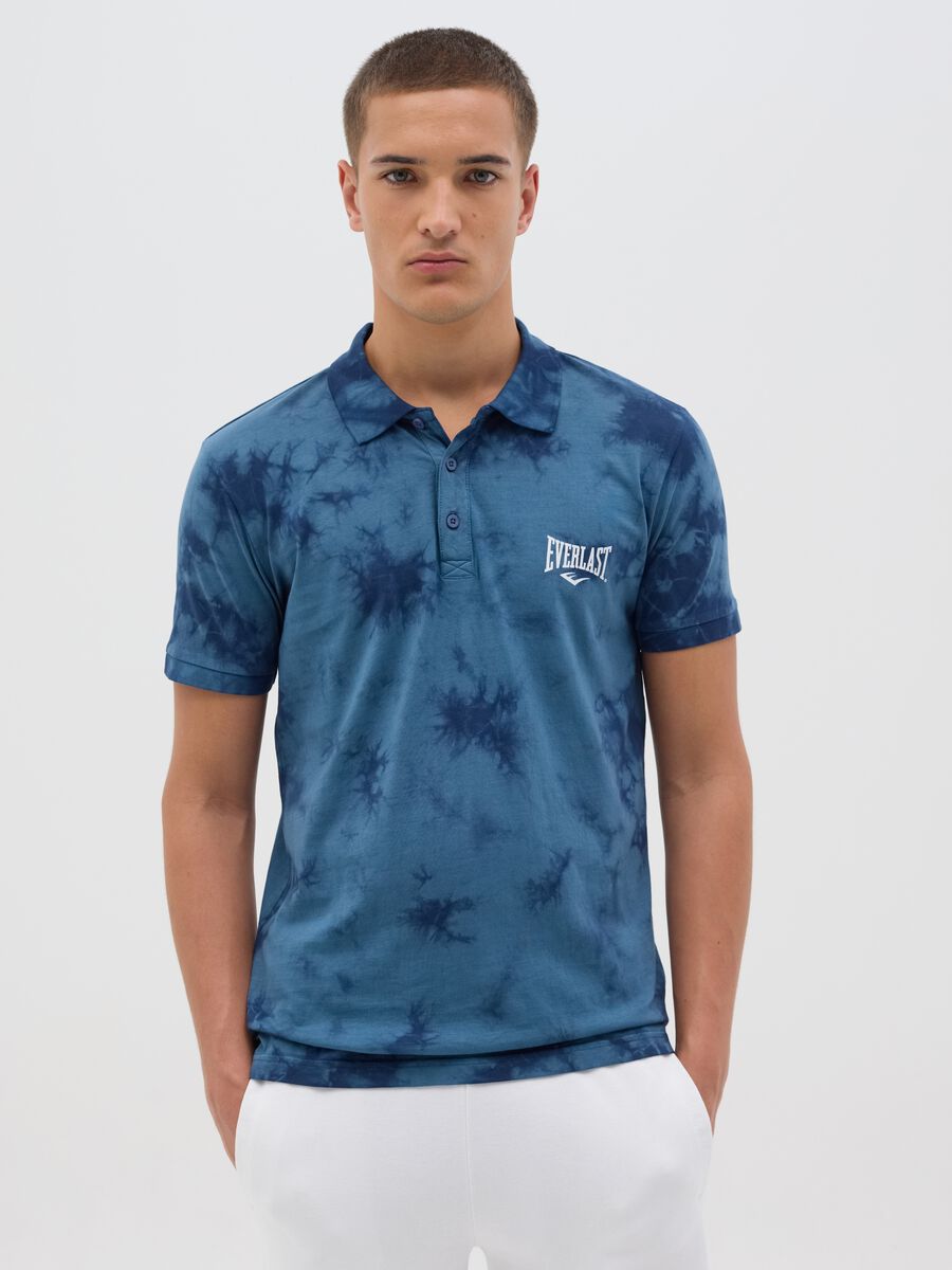 Men's light blue tie-dye effect polo by Everlast_0