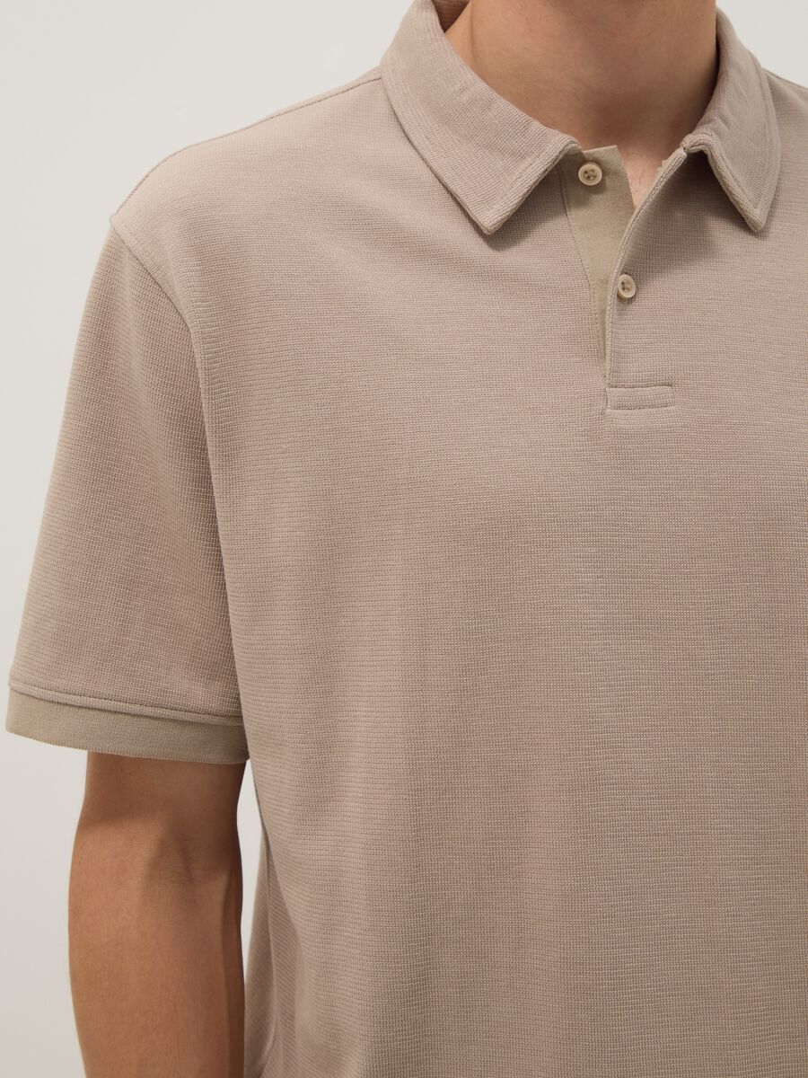 Beige Stretch Cotton Polo Regular Fit_3