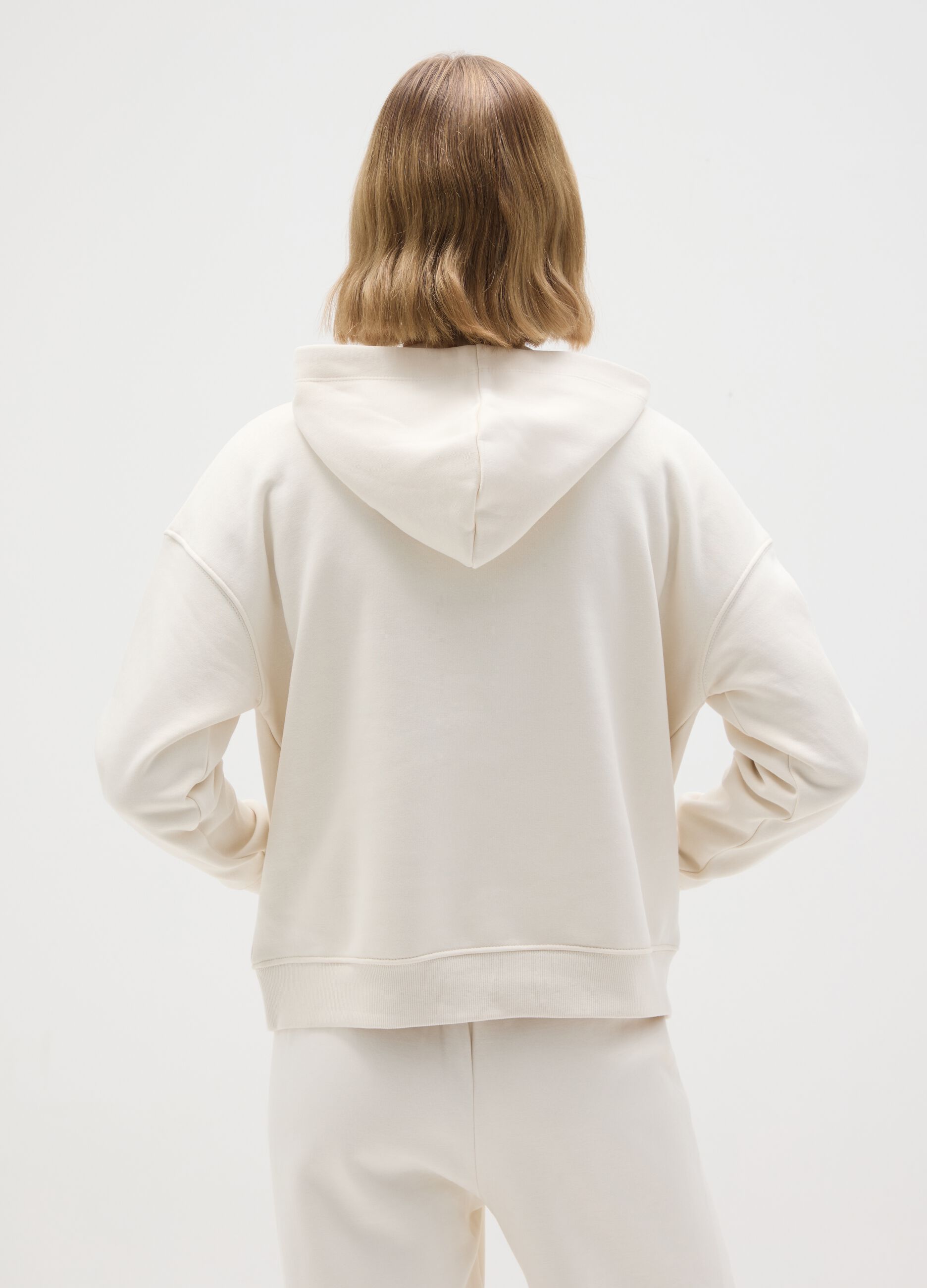 White regular fit cotton blend sweatshirt