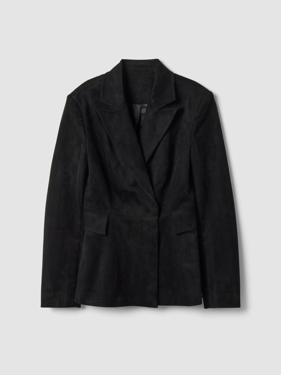 Faux Suede Blazer Black_0