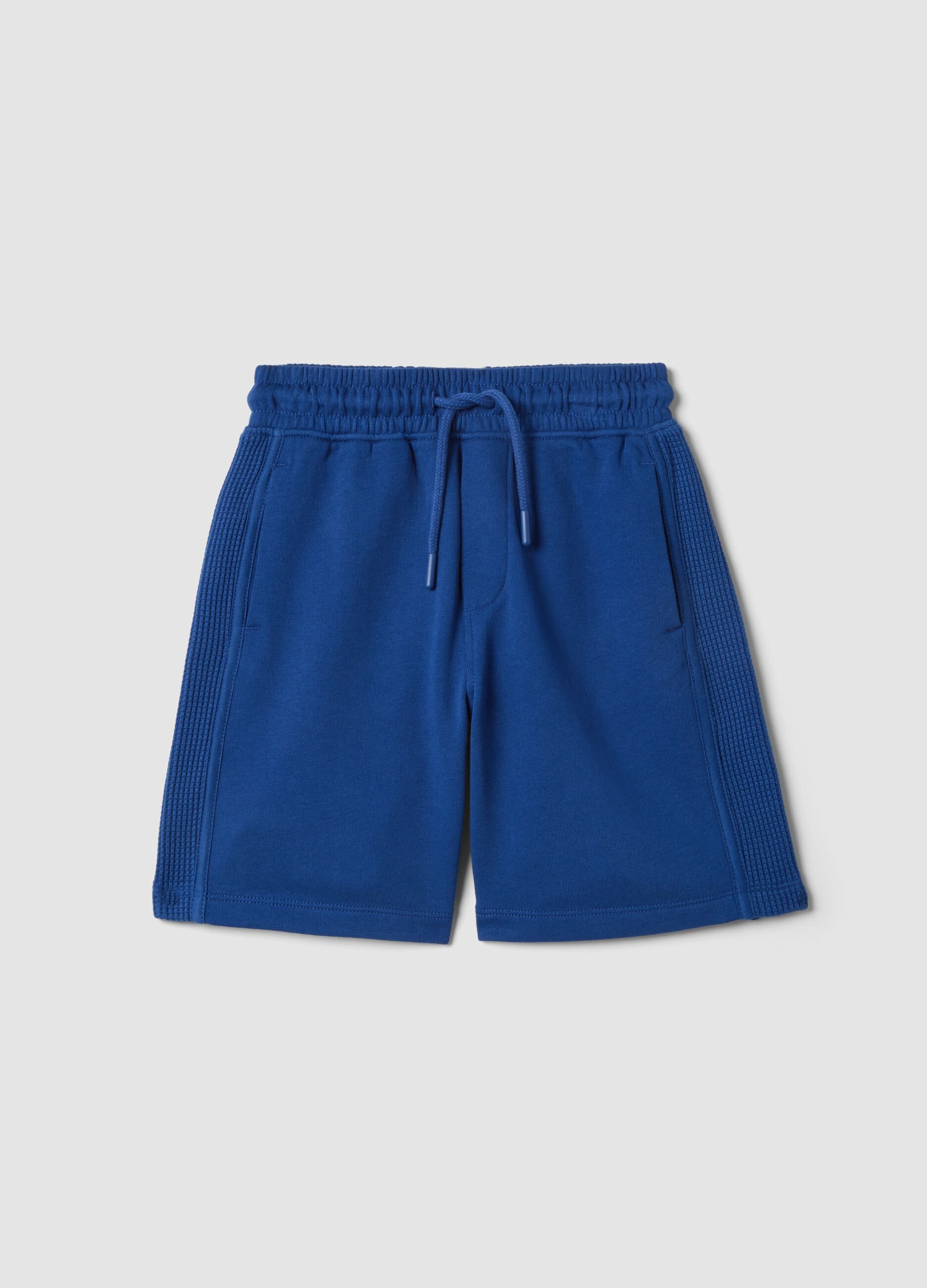 Blue pure cotton shorts with elasticated waist