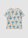 Beige organic cotton palm print T-shirt for boys_0
