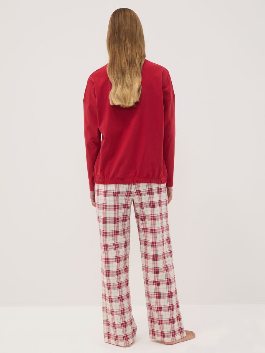 Pigiama rosso in puro cotone organico con Girocollo_3