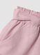 Pink linen and cotton blend shorts with belt for girls, regular fit_3
