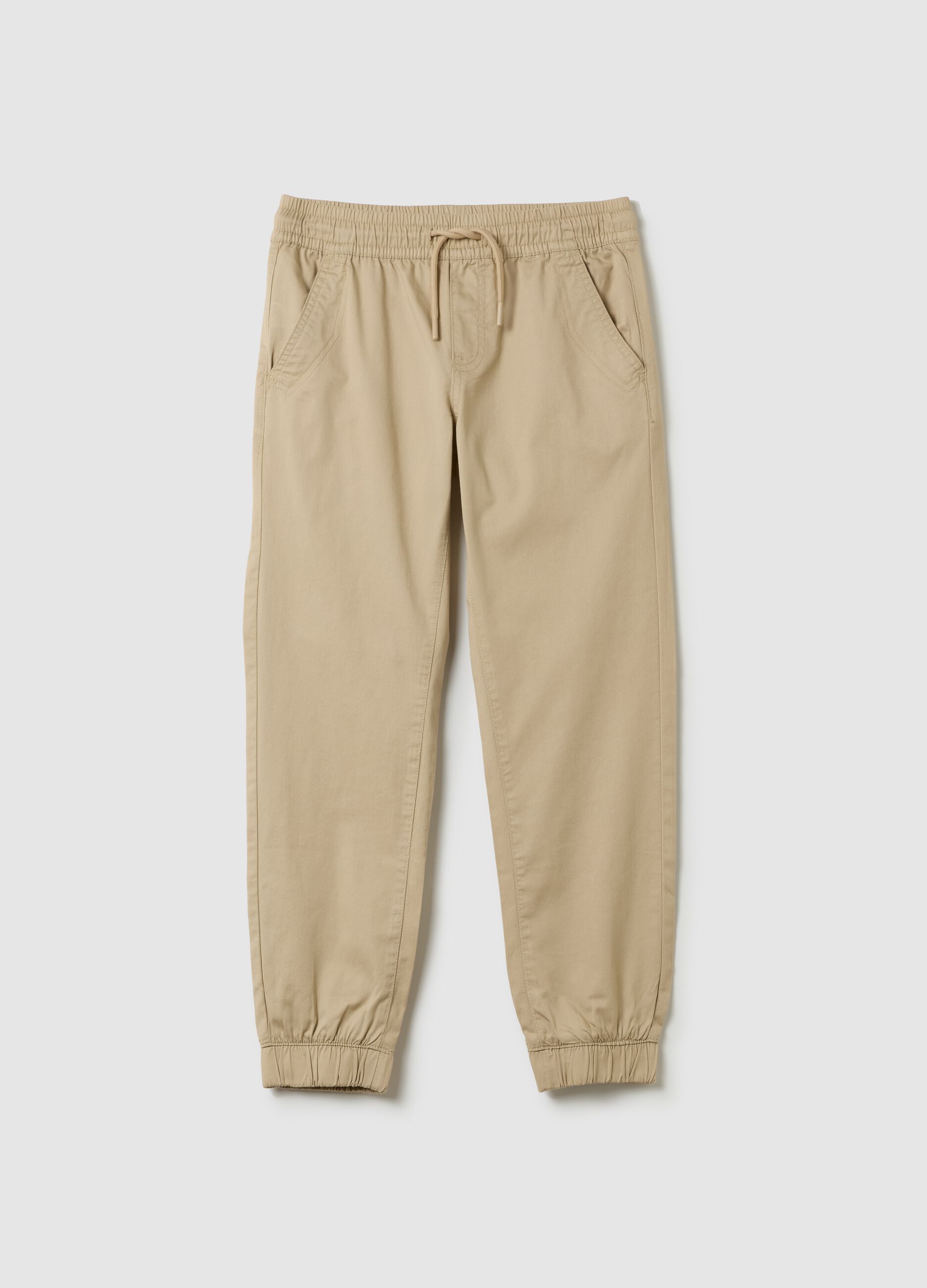 Canvas chino joggers with drawstring