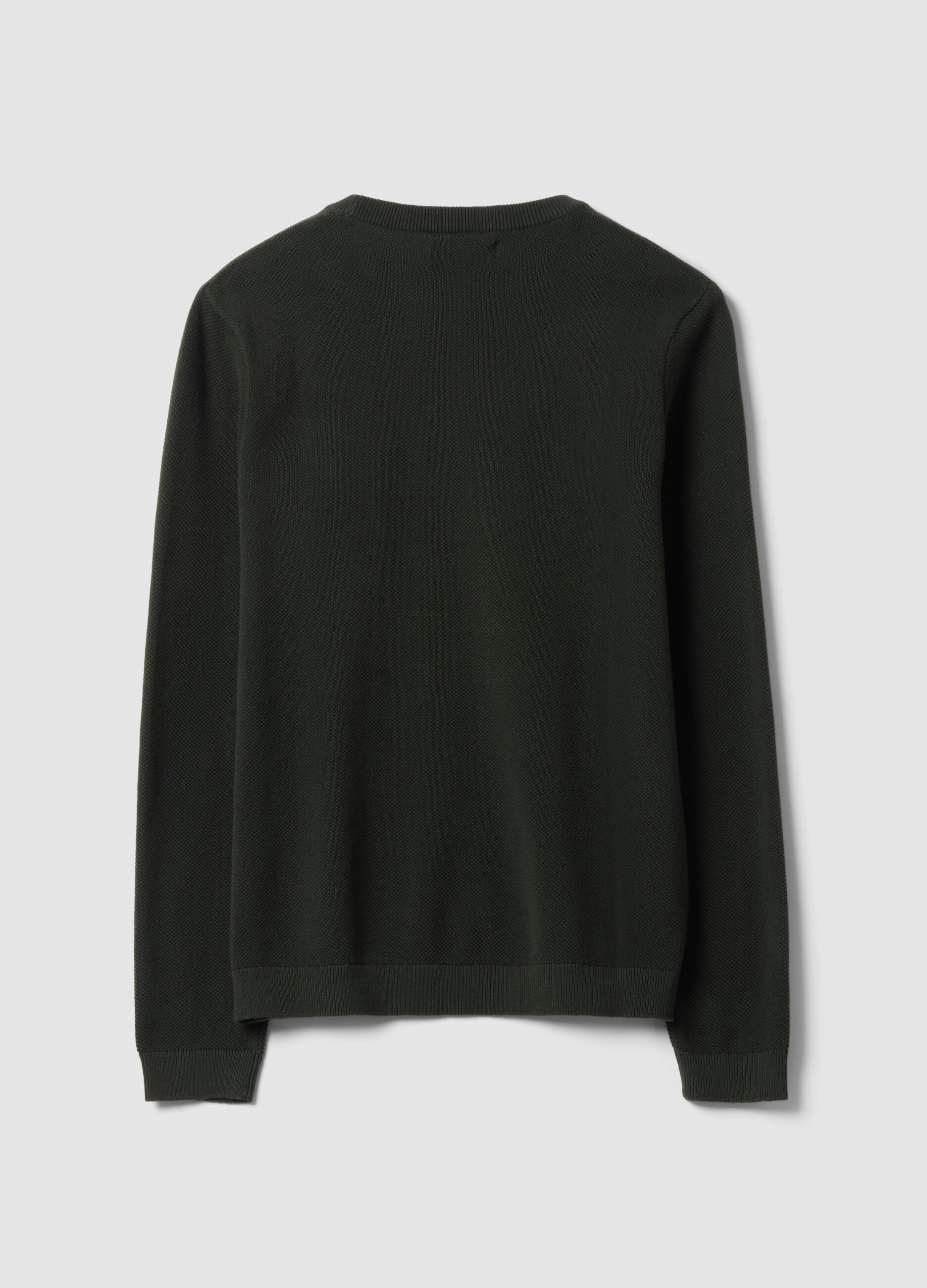 Green pure cotton crew-neck jumper, regular fit