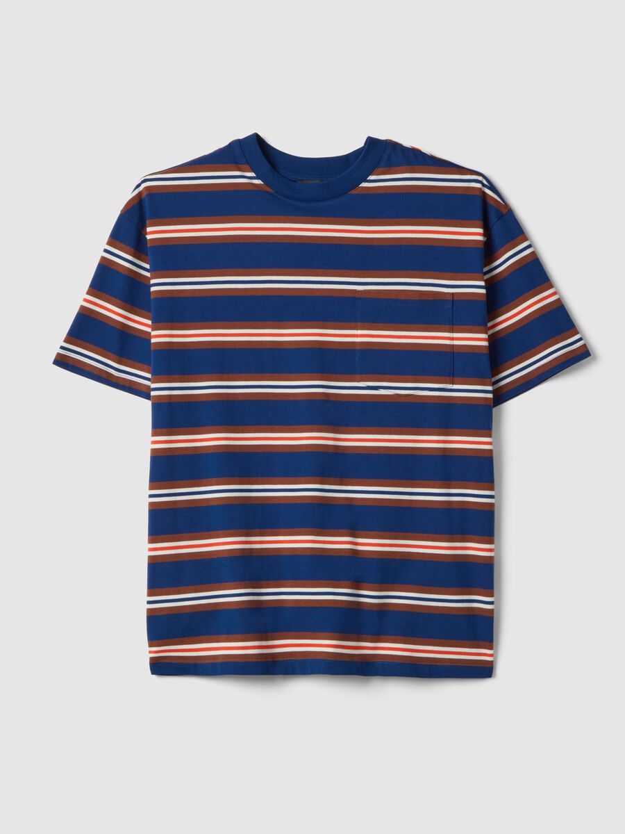 T-shirt in puro cotone a righe multicolor relaxed fit_4