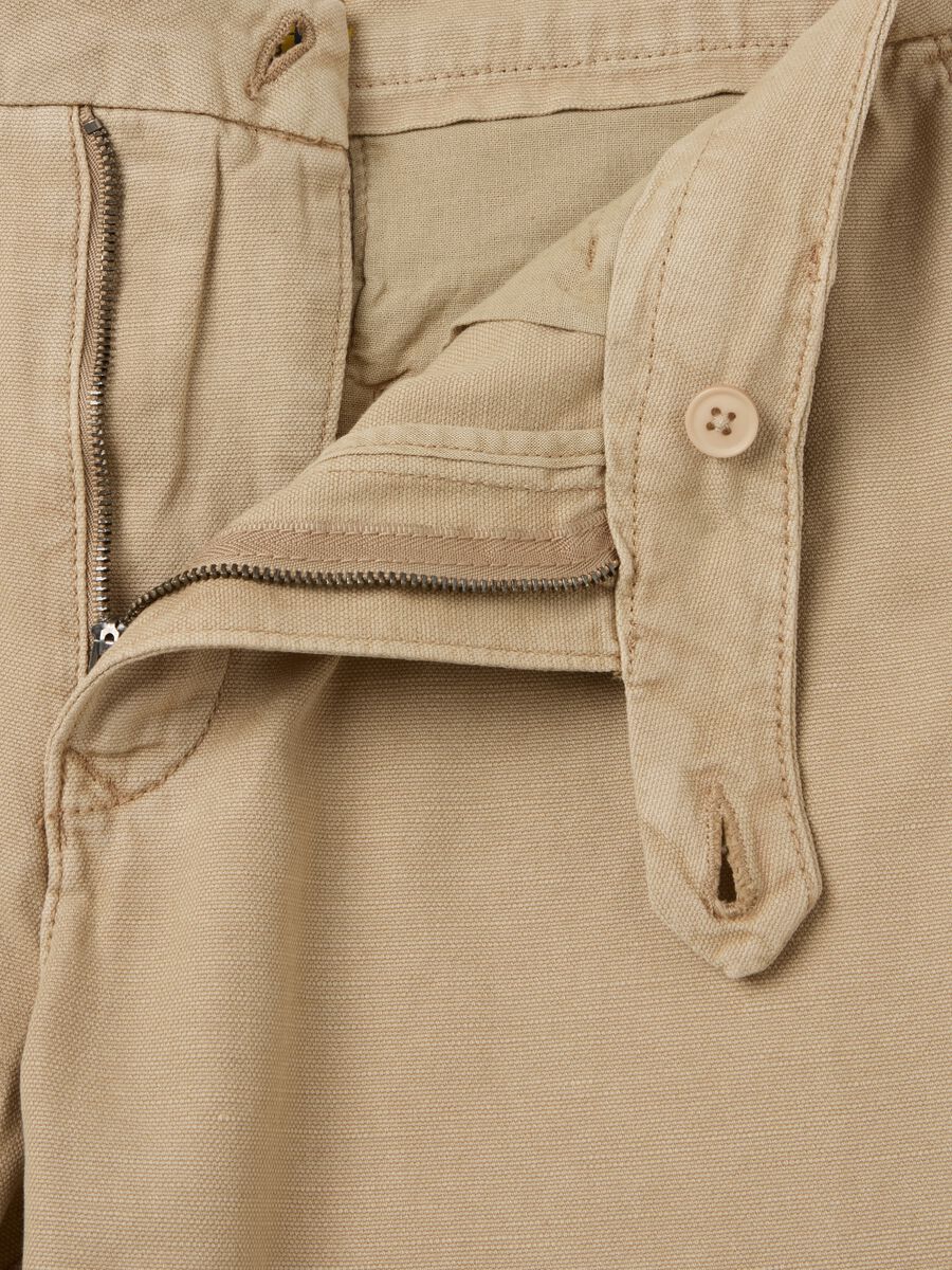 Chino trousers in beige linen and cotton_5