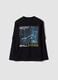 Black pure cotton crew-neck T-shirt with print_3