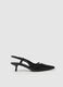Black genuine leather slingback shoes with strap_0