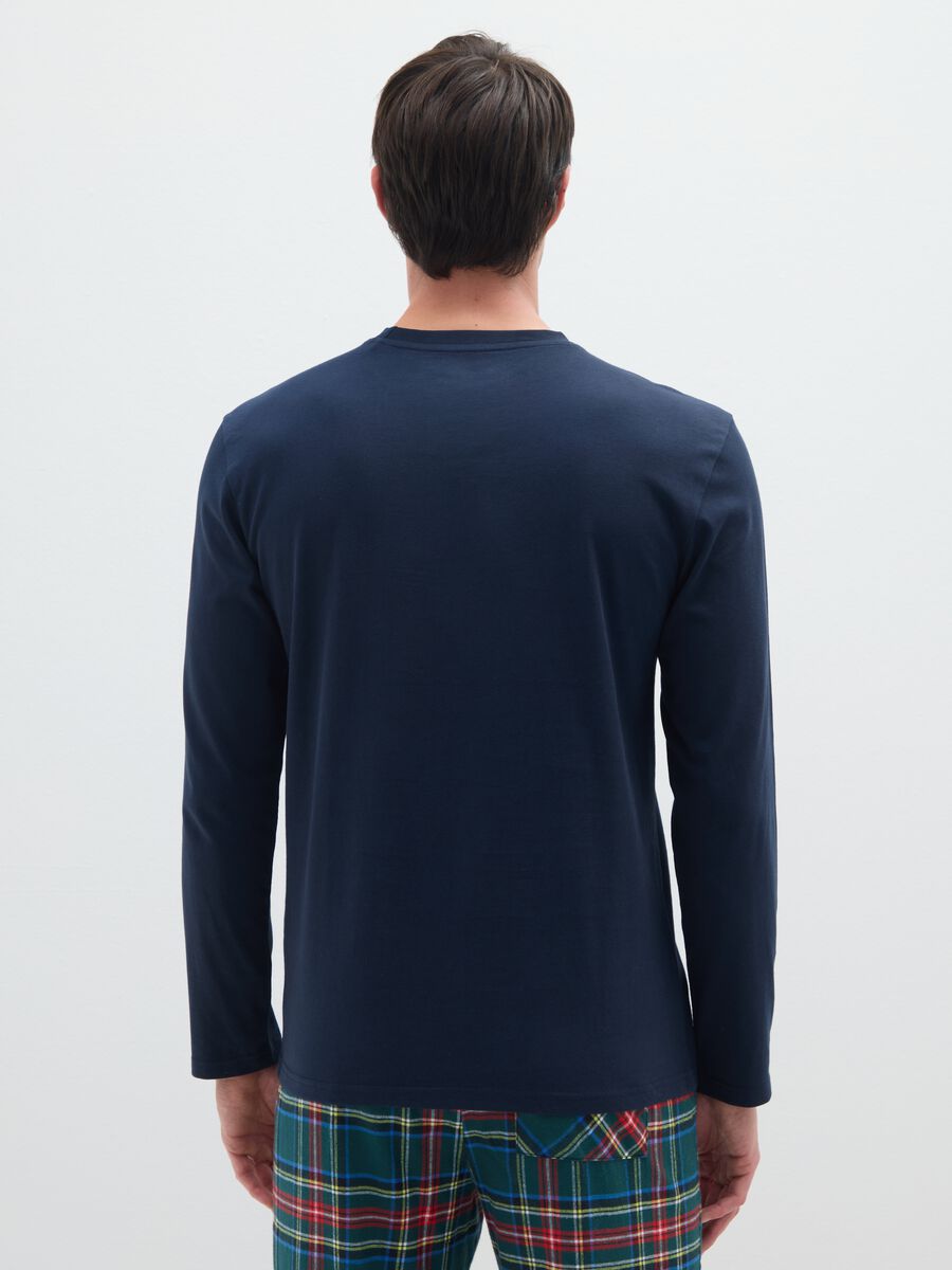 Blue pure cotton regular fit Christmas pyjama top_2