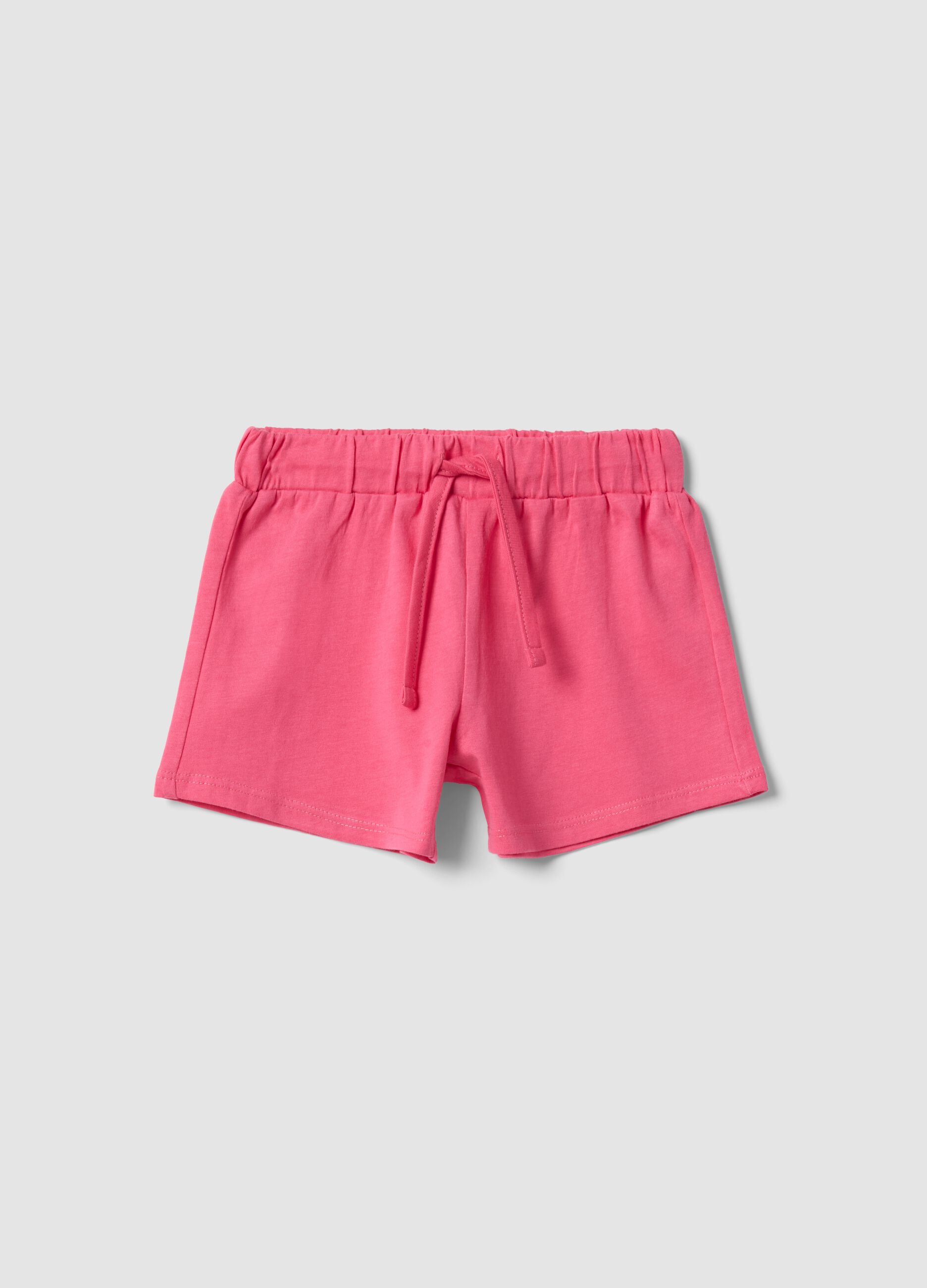 Girls&rsquo; pink pure cotton shorts, regular fit