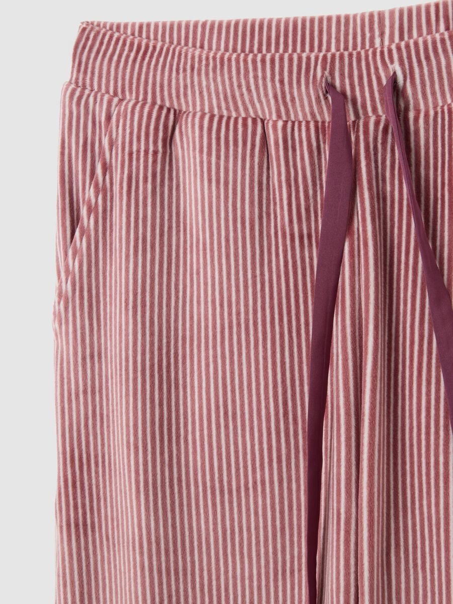 Pantaloni pigiama a righe rosa con coulisse regolabile_5