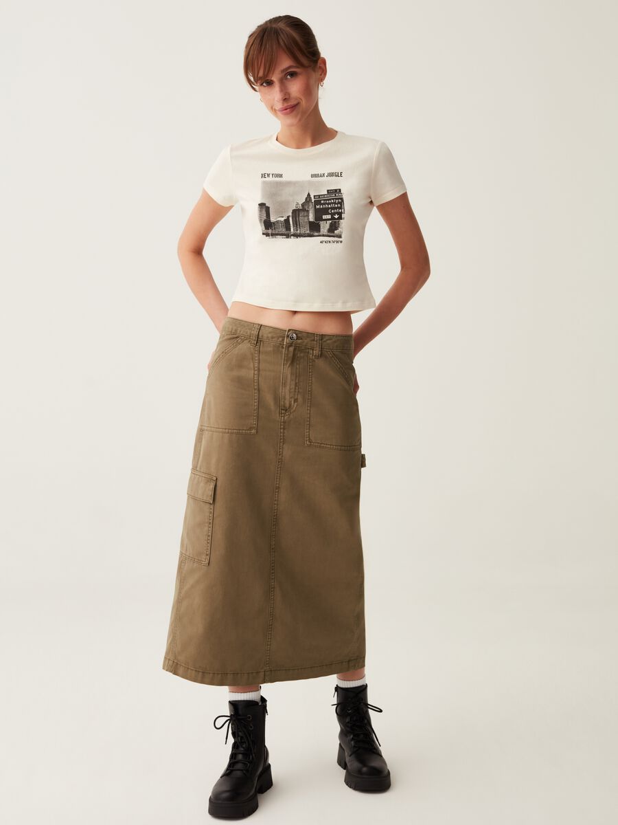 Gonna cargo midi in cotone_0